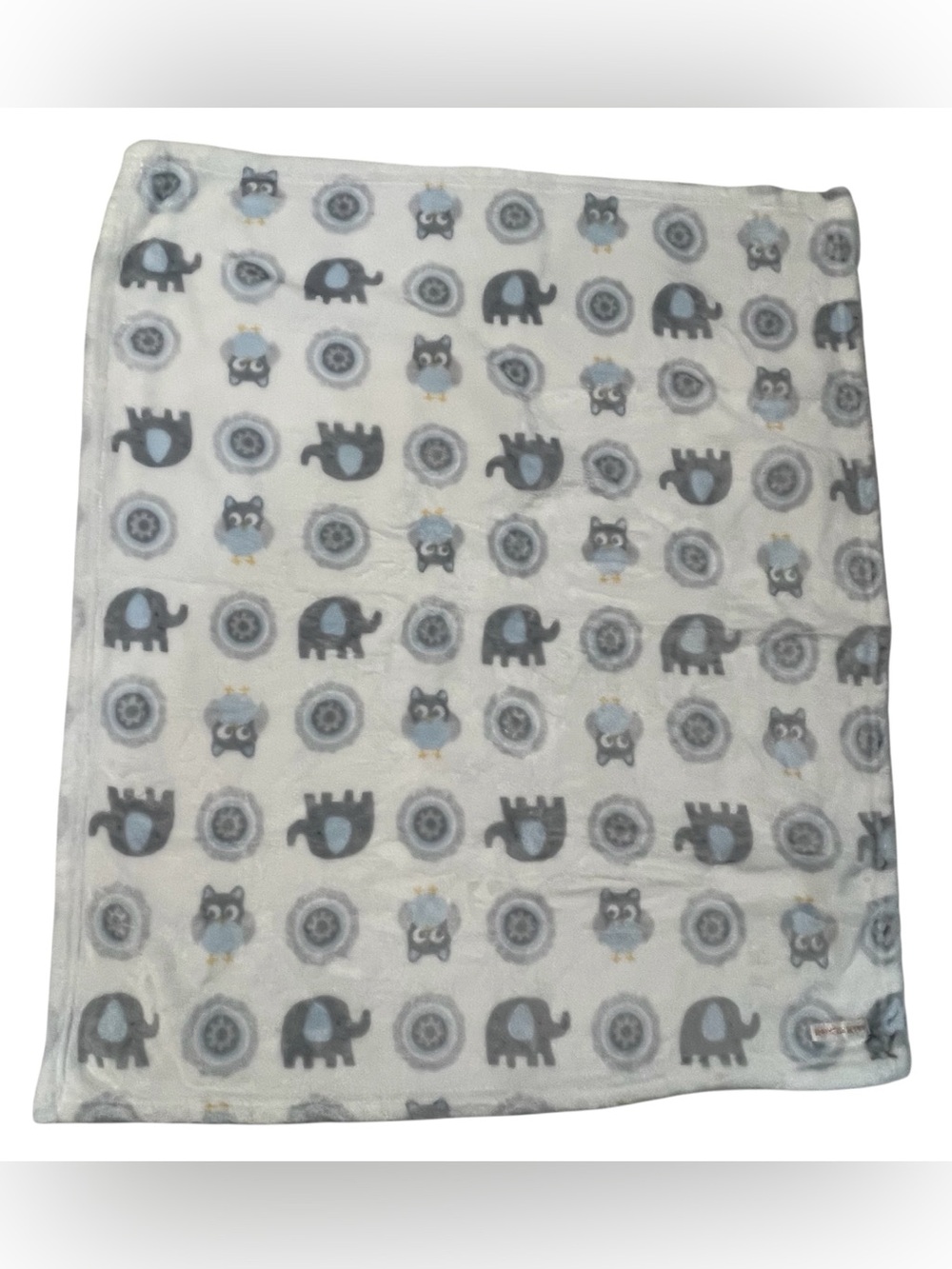 Blanket & Beyond Plush Baby Blanket Owl Elephant Pattern